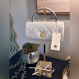 Tory Burch NWT✨White Quilted Leather top handle/crossbody